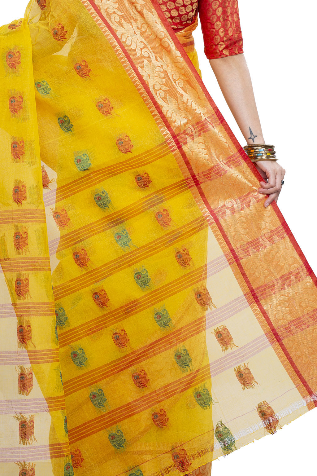 Yellow Pure Cotton HasFul Tant Saree (790)